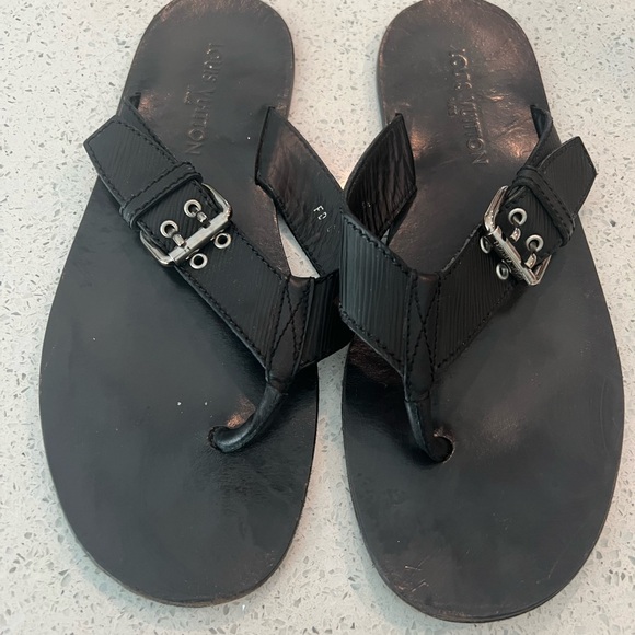 Louis Vuitton authentic sandal flip flops slides leather US size 10 black - Picture 3 of 13